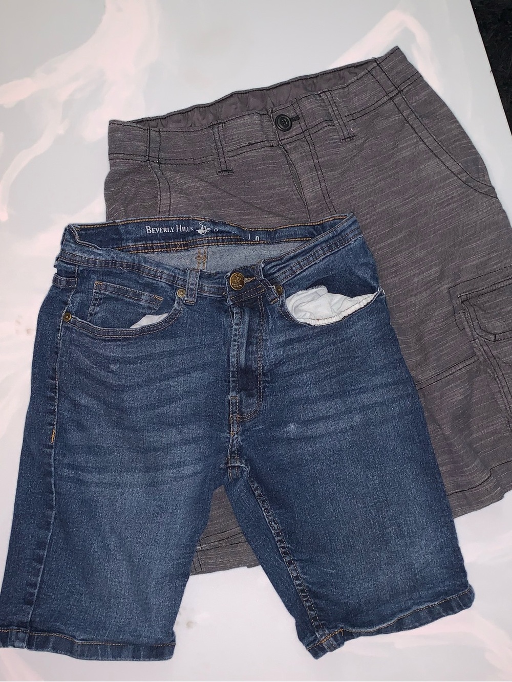 Boys Beverly Hills Polo Club Denim & Gray Men's George shorts size 28.